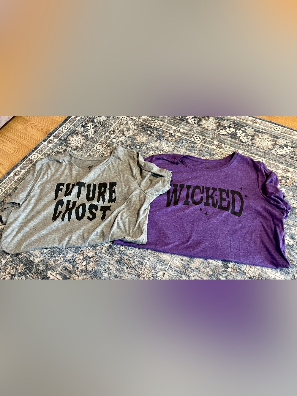 Women’s Halloween Sleeve Tees - Gray "Future Ghost" & Purple "Wicked" XXL